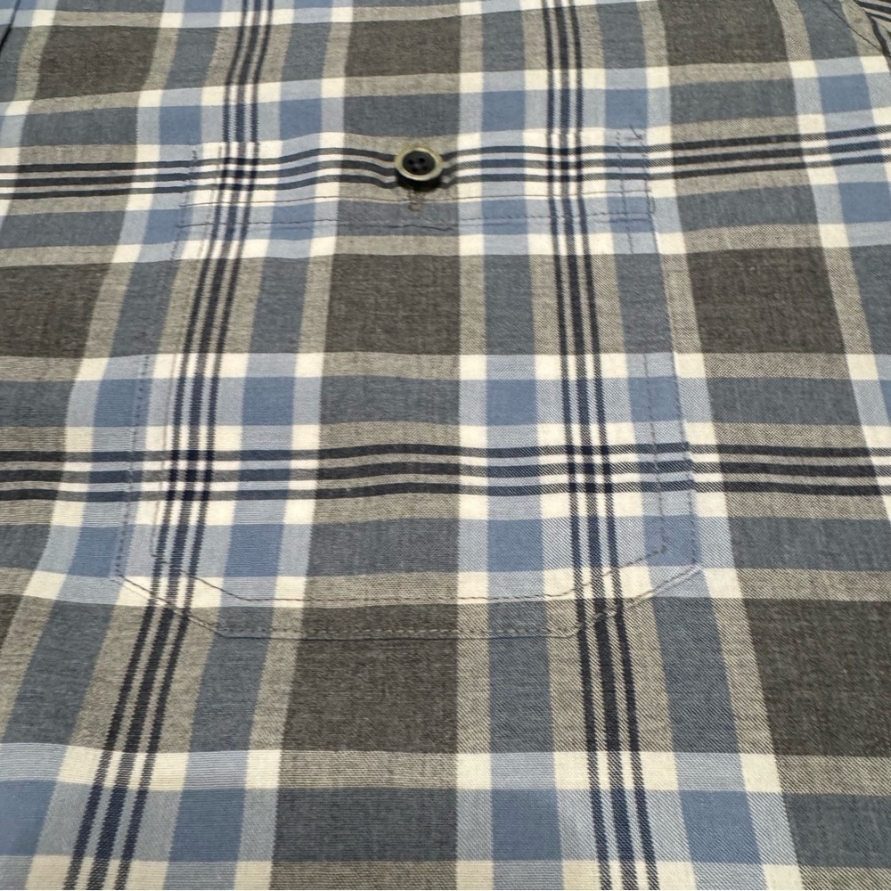 ROWM Men's Blue and Gray Plaid 100% Cotton Button Down XLT Shirt - Picture 6 of 7